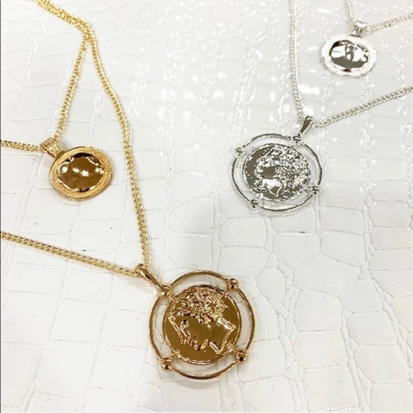 Silver Coin Layered Necklace - Picture 2 of 4